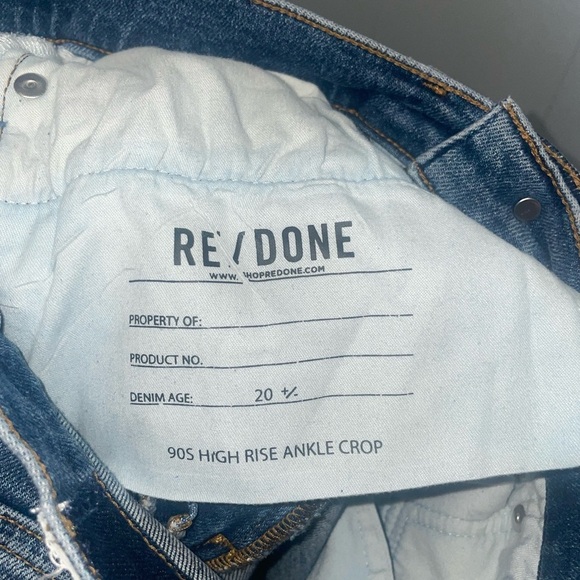 Re/Done 90s High Rise Ankle Crop Distressed Knees Blue Jeans Size 28 - Picture 8 of 8